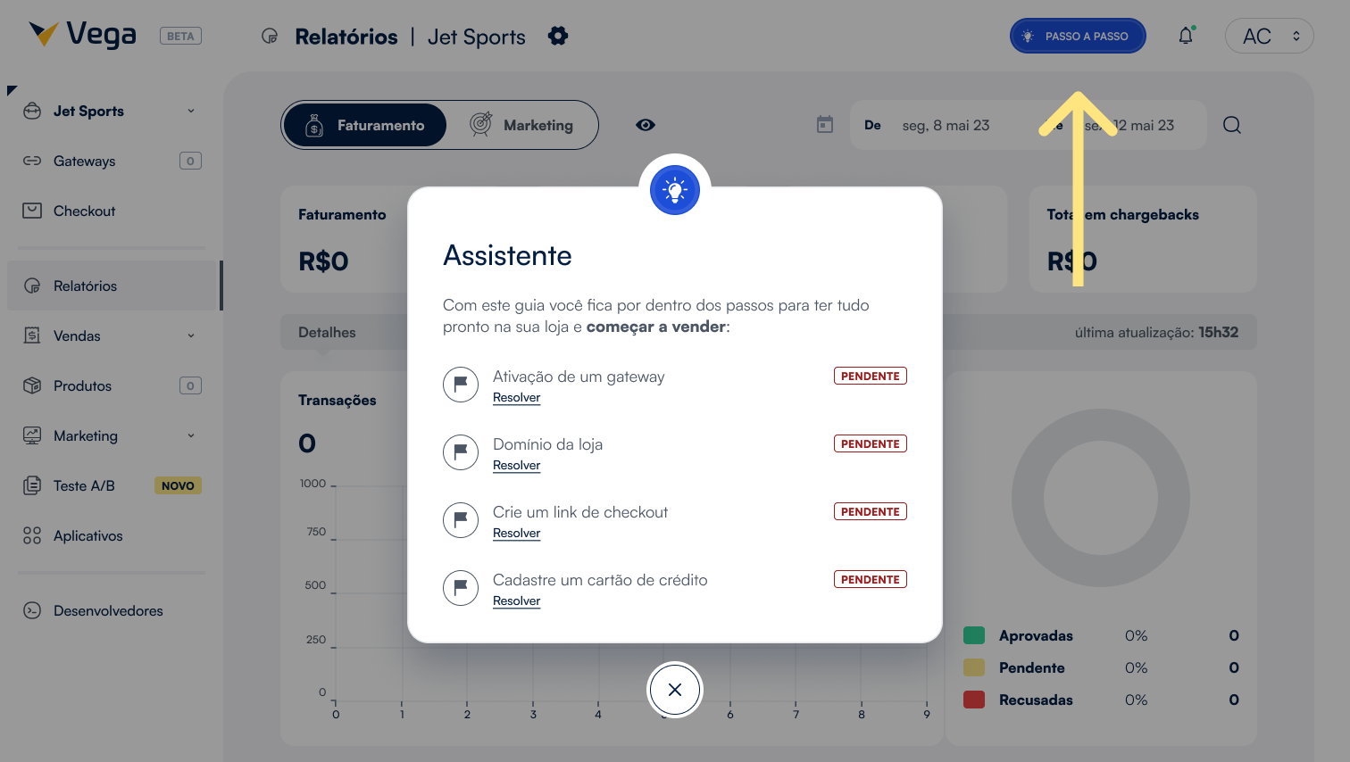 Assistente no painel do Vega
